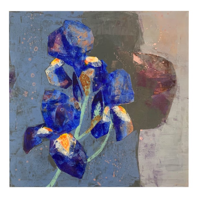 Anna Masiul-Gozdecka, Blue Irises, 2023, Acrylic on Canvas For Sale