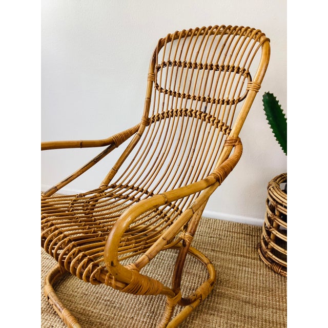 Tan Vintage 1960s Tito Angoli Rattan Chair For Sale - Image 8 of 12