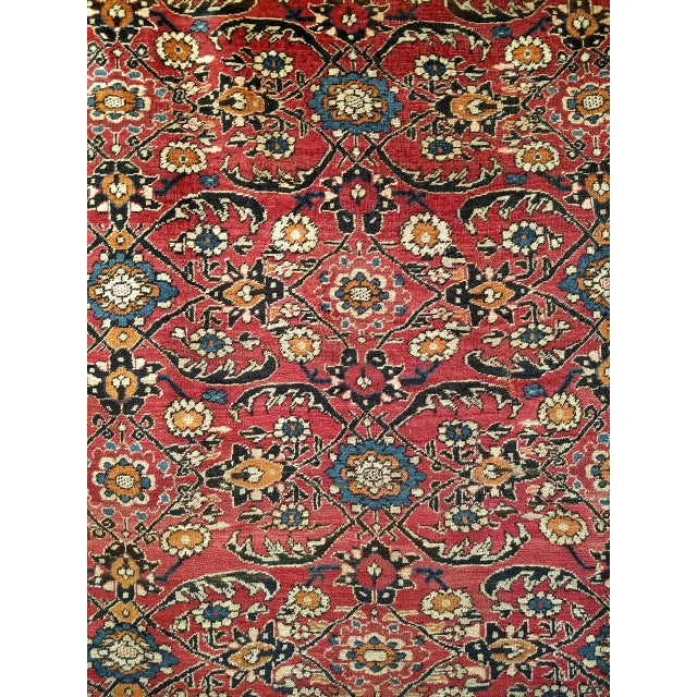 Antique Persian Mahal Sultanabad Rug, Hand-Knotted Wool, Geometric Pattern, 11x13, Red & Navy For Sale - Image 13 of 18