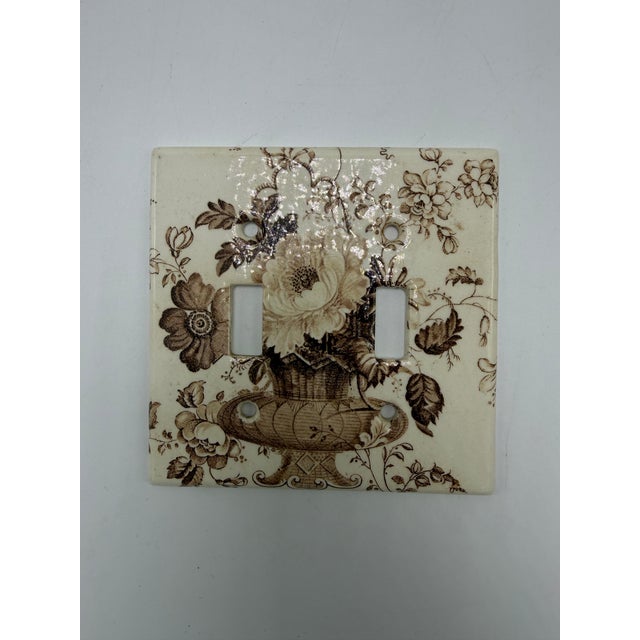 English Antique English Transfer Wear Light Switch Plate For Sale - Image 3 of 7