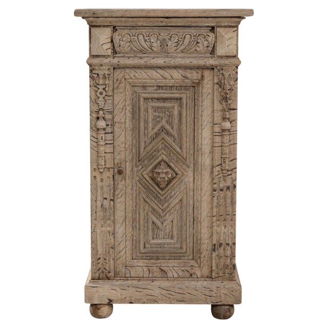 1890s French Renaissance Revival Oak Bedside Table With Drawer For Sale - Image 15 of 18