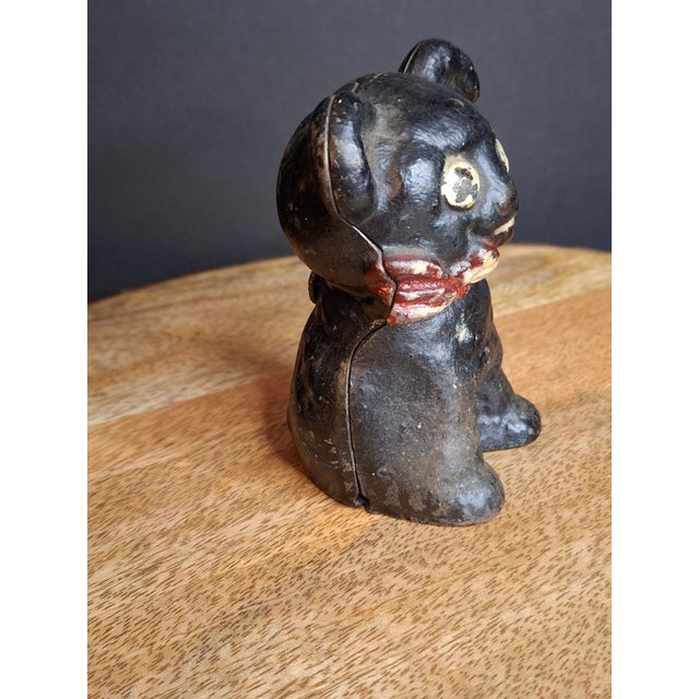 Rare Black Colorway Antique Hubley Cast Iron Fido Dog Still Bank 1904 Orig Paint For Sale - Image 12 of 18