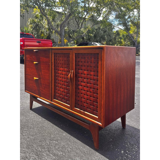 Mid Century Modern Petite Basketweave Credenza | Perception Series by Lane Furniture For Sale In Tampa - Image 6 of 12