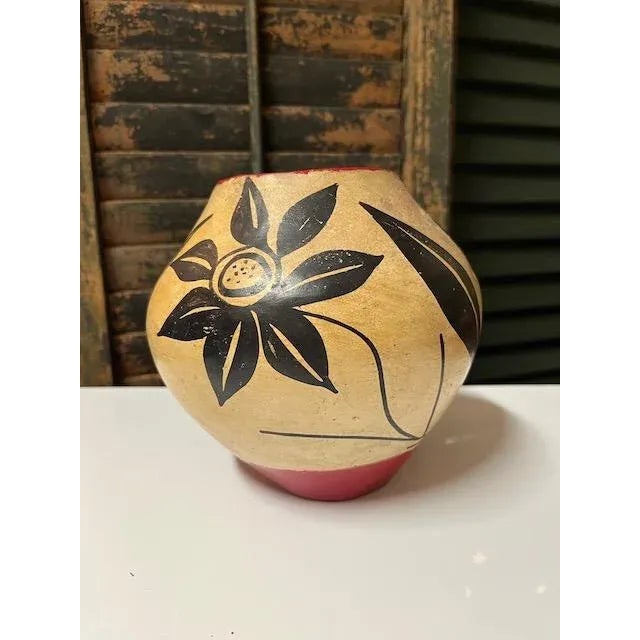 Rustic 20th Century Southwestern Handpainted Red Ware Pottery Bowl For Sale - Image 3 of 7