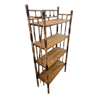 Burnt Bamboo Ball Finals 4 Shelf Etagere Victorian Bookcase For Sale