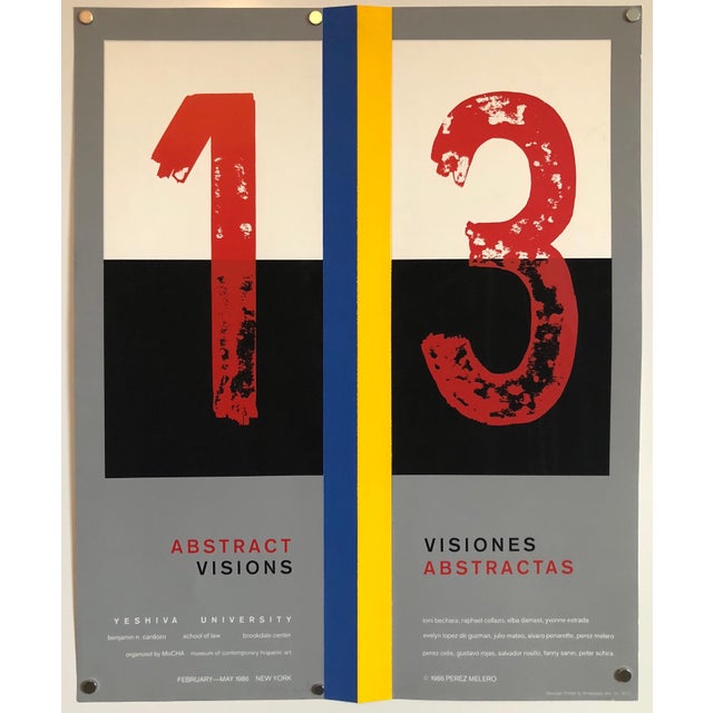 Perez Melero, Screen Print Poster Construction "Abstract Visions" Latin American Kinetic Art, 1986 For Sale