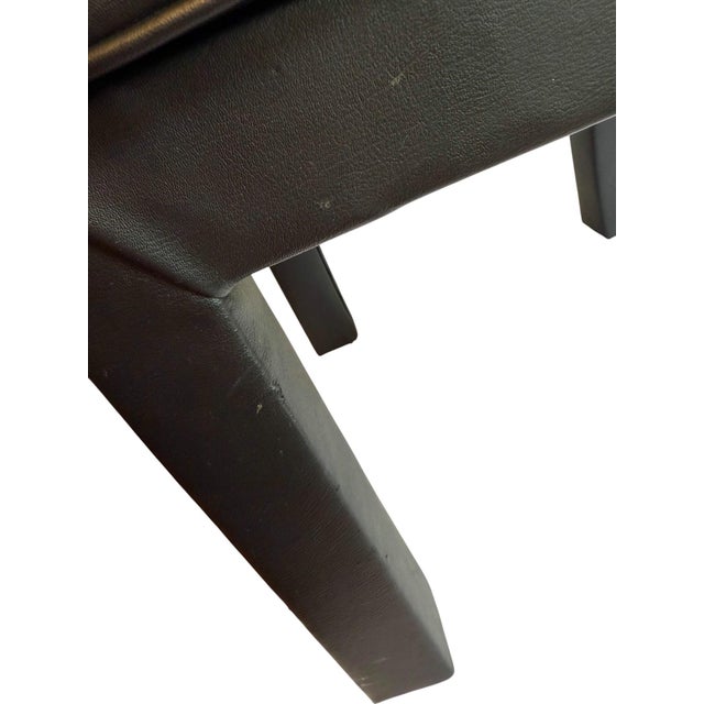 Wood Mid 20th Century Faux Leather Black Parsons Style Stool For Sale - Image 7 of 12