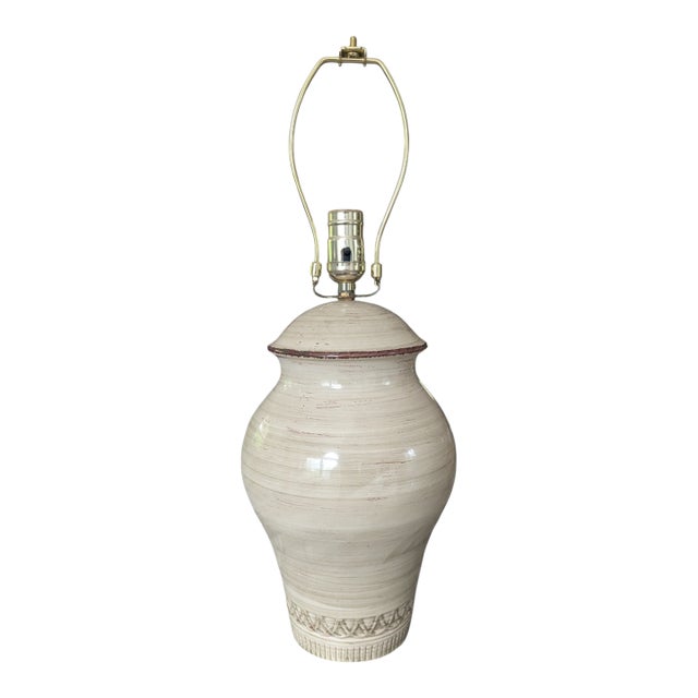 Mid Century Modern Glazed Ceramic Pottery Table Lamp For Sale