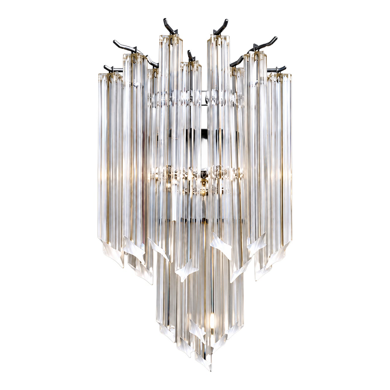 Vintage Wall Lamp with Clear Murano Glass Prisms, 1960s | Chairish