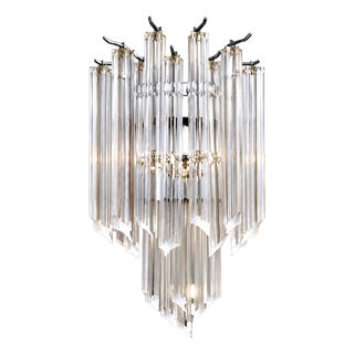 Vintage Wall Lamp with Clear Murano Glass Prisms, 1960s For Sale