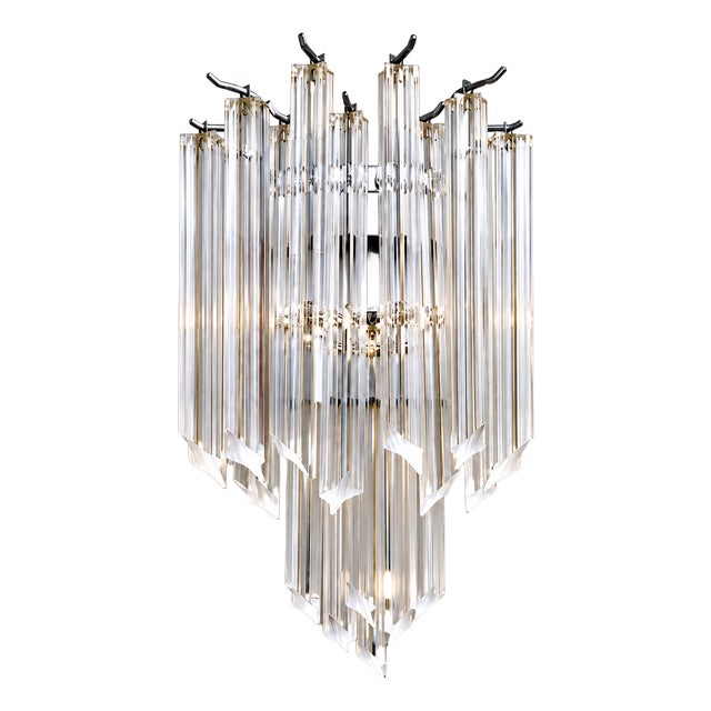 Vintage Wall Lamp with Clear Murano Glass Prisms, 1960s For Sale