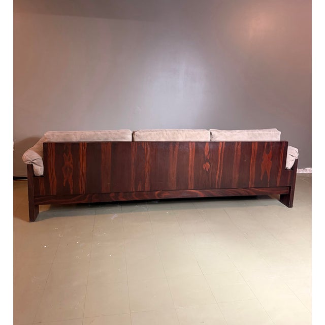 1960s Milo Baughman Rosewood and Smoky Grey Brown Suede Three-Seater Sofa For Sale In Detroit - Image 6 of 11