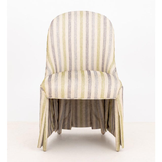 Set of Four Modern Striped Upholstered Dining Chairs For Sale - Image 4 of 9