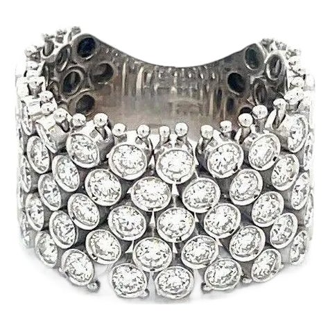 Birks Diamond 18k Gold Ring White Flex Soft Chain Band For Sale