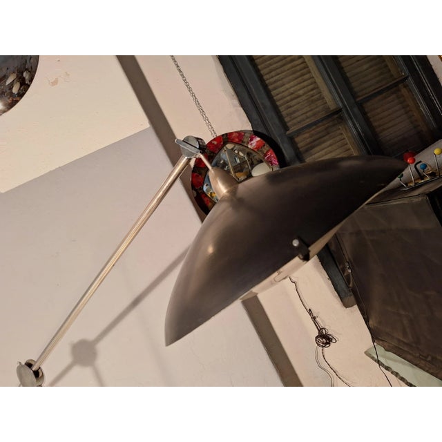 Black Large Floor Lamp in Chromed Metal with Black Acrylic Glass Lampshade and Travertine Base, 1960s For Sale - Image 8 of 18