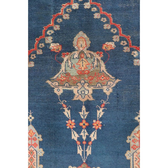 Early 20th Century Large Antique Turkish Oushak Rug in Blue and Red With Ornate Medallion Design For Sale - Image 5 of 12