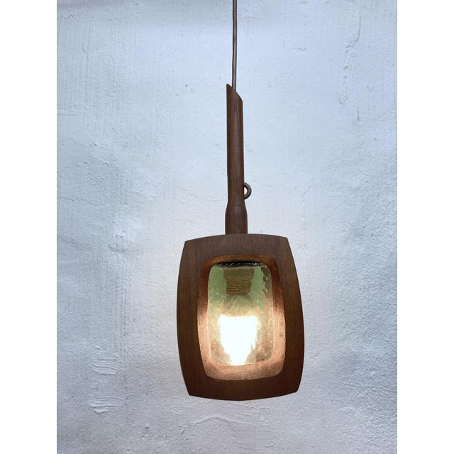 Brown Pendant Lamp in Teak and Glass attributed to AB Stilarmatur, Tranås, Sweden, 1960s For Sale - Image 8 of 12