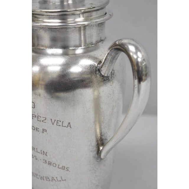 Mid 20th Century Vintage Silver Plated Martini Cocktail Pitcher 1959 Panama Marlin Sailfish Award For Sale - Image 5 of 14