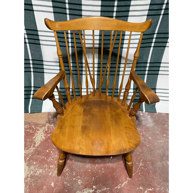 1960s Nichols and Stone Maple Fiddleback Brass Back Windsor Armchairs