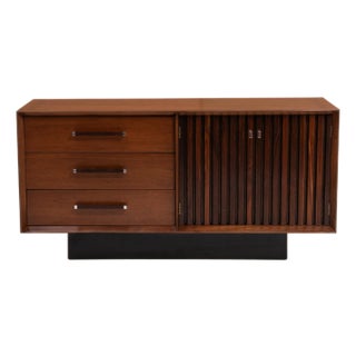 Lane "Tower Suite" Credenza Walnut Rosewood Chrome Mid Century 1970s For Sale