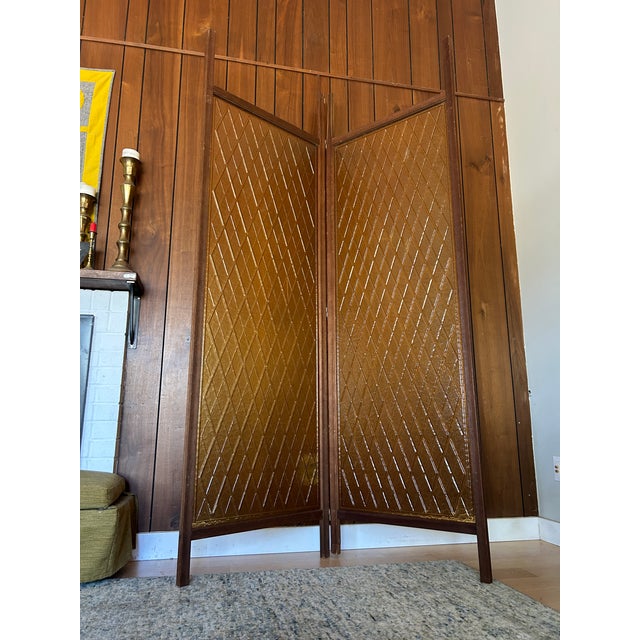 Mid-Century Modern * Reserved for Rachel * Mid Century Amber Acrylic Diamond 2 Panel Room Divider / Screen For Sale - Image 3 of 11