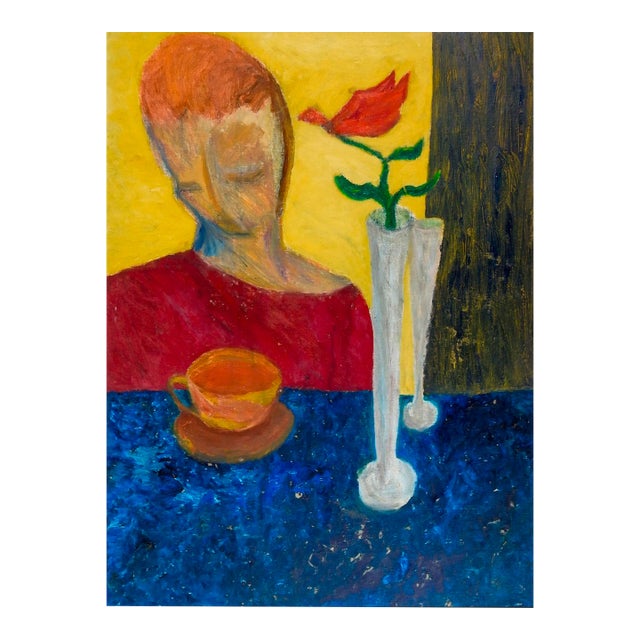 Vintage Mid 20th Century Abstract Figure & Still Life Painting For Sale