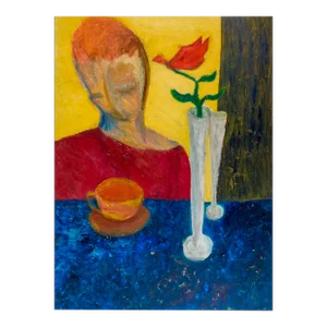Vintage Mid 20th Century Abstract Figure & Still Life Painting