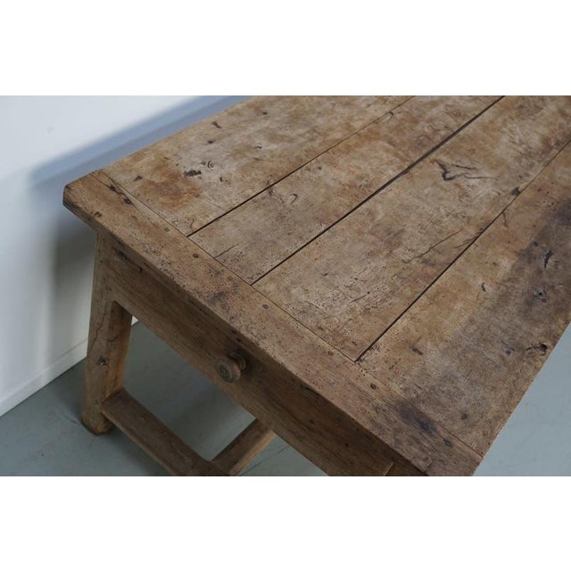 Wood 18th Century French Rustic Rustic Elm Farmhouse Dining Table For Sale - Image 7 of 18