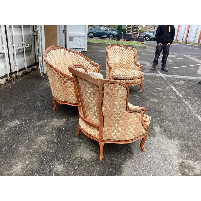 French Complete Salon Set W/Velvet Upholstery For Sale - Image 11 of 13