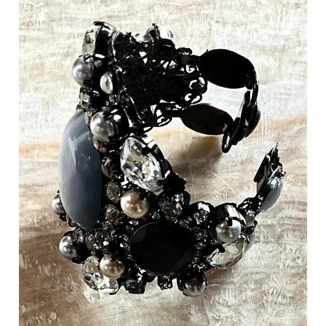 Vintage Erickson Beamon Smokey Gemstone Bracelet Cuff For Sale - Image 10 of 12