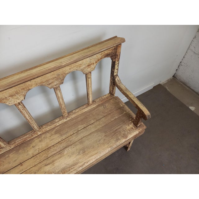 Patinated Church Bench in Fir For Sale - Image 4 of 18