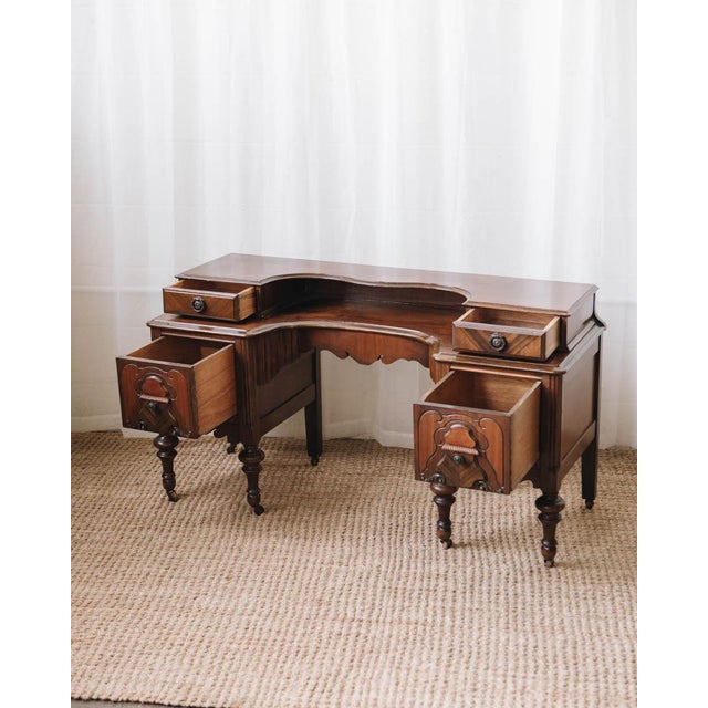 Brown Antique Jacobean Vanity Desk For Sale - Image 8 of 18