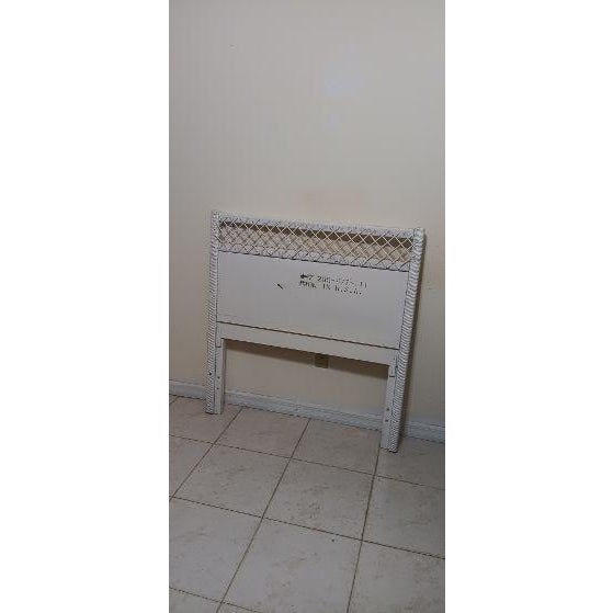Coastal 1980s White Wicker Rattan Twin Headboard Henry Link Style For Sale - Image 3 of 5