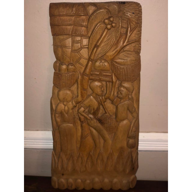 1960s Mid-Century Haitian Folk Art Carved Solid Mahogany Relief Plaque - Signed Abel C For Sale - Image 11 of 12