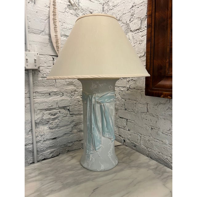 Textile Vintage Late 20th Century Modern White Table Lamp With Shade by Sunset Lamp For Sale - Image 7 of 7