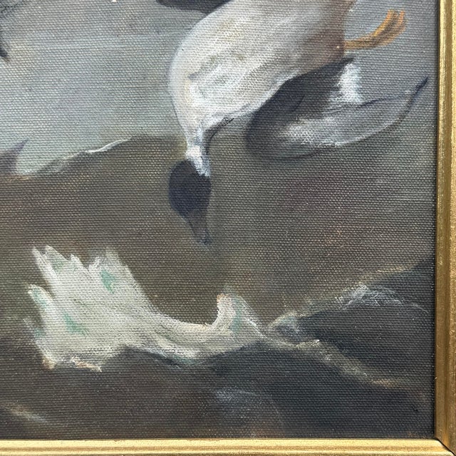 Naive Common Goldeneye Oil on Canvas Painting For Sale - Image 10 of 12