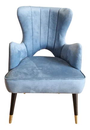 Vintage Blue Velvet Chair, 1980s