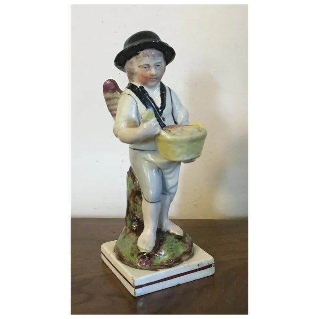 Antique Early 19th Century English Georgian Staffordshire Pearlware Figure of a Bread Seller With Angel Wings For Sale - Image 11 of 12
