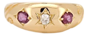 Late 19th Century Victorian Old Mine Cut Diamond Starburst Ring, Celestial, 1899, Size 4 to 4.25