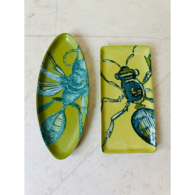 Olive Vintage Oval Ceramic Trinket Tray With Insect For Sale - Image 8 of 9