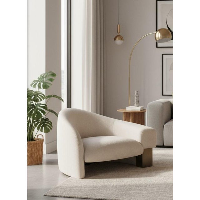 2020s Lucques Left Arm Modern Taupe Bouclé Curved Accent Chair For Sale - Image 5 of 7