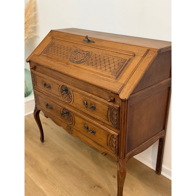 Vintage Parisian Secretaire in Oak from Au Bon Marché Paris, 1930 For Sale - Image 15 of 18