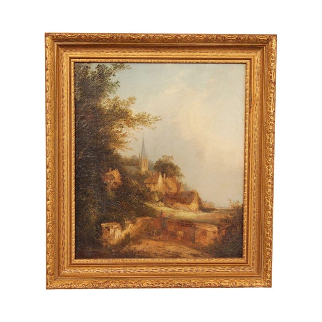 Antique 19th C. English 'View of Riverhead' Kent Oil Painting Chairish
