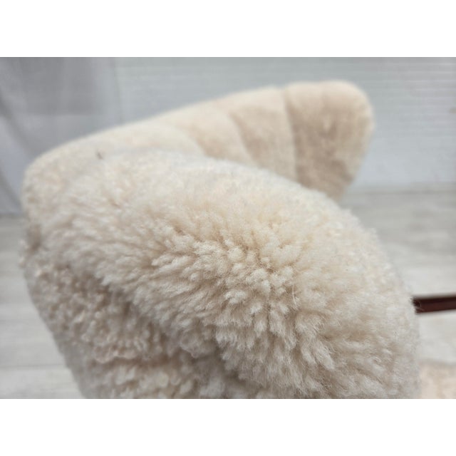 Danish High-Back Lounge Chair in Sheepskin, 1960s For Sale - Image 15 of 18