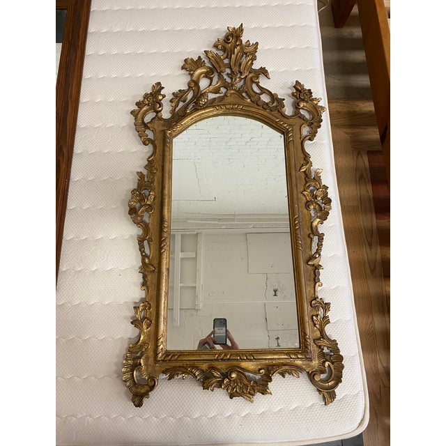 Early 20th Century Italian Antique Gold Finish Gilt Wall Mirror