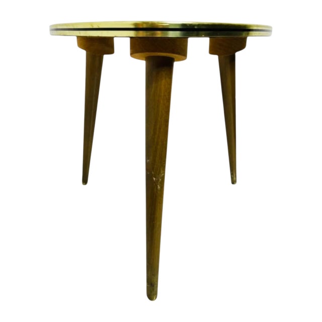 Mid-Century Modern Vintage Triangular Werzalit Side Table with Tapered Wood Legs, 1950s For Sale - Image 3 of 11