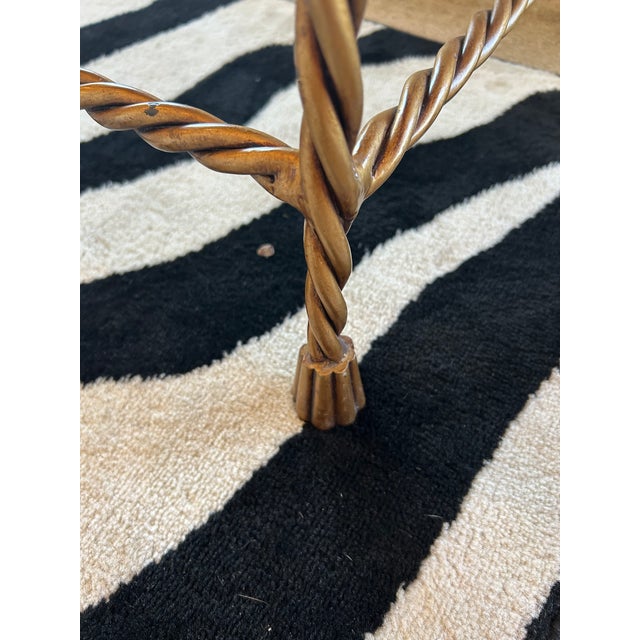 1990s Aged Brass and Tessellated Coconut Shell End Table For Sale - Image 5 of 10