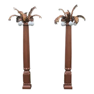 1970's French Mid Century Modern / Brutalist Metal Life Size 106" Palm Tree Floor Lamp/ Torcheres Attrib. Maison Jansen a - Pair