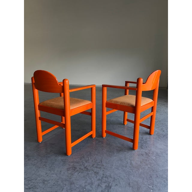 1970s Pair of Vintage Orange Hank Lowenstein Padova Armchairs For Sale - Image 5 of 12