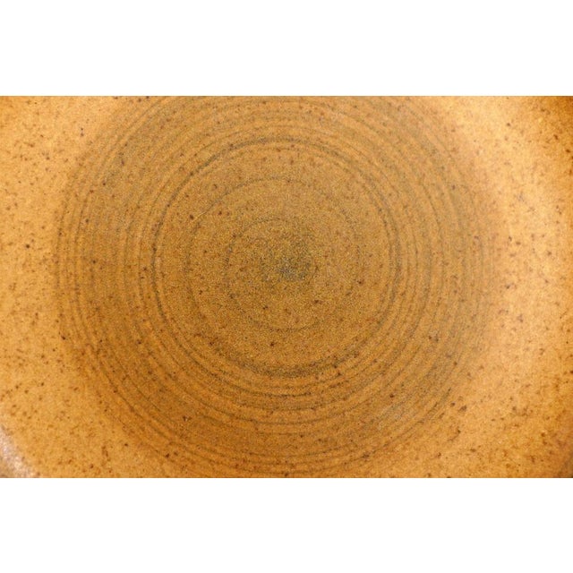 Set of 6 small flat cheese or dessert plates, round format with circle pattern, hand painted so all with different shades...